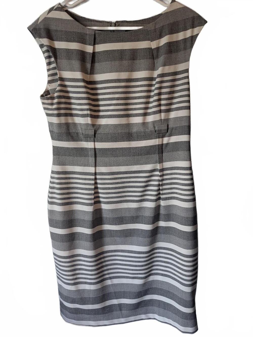 Dana Buchman Gray and White Striped Sheath Dress Size 12